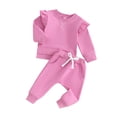 thumbnail image 1 of Bagilaanoe 2PCS Toddler Baby Girl Boy Pants Set Long Sleeve Sweatshirt Pullover Tops + Drawstring Sweatpants 6M 12M 18M 24M 3T Kids Casual Sweatsuits, 1 of 8