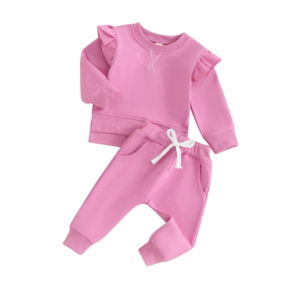 Bagilaanoe 2PCS Toddler Baby Girl Boy Pants Set Long Sleeve Sweatshirt Pullover Tops Drawstring Sweatpants 6M 12M 18M 24M 3T Kids Casual Sweatsuits