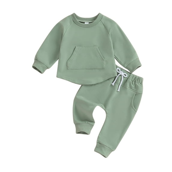 Bagilaanoe 2PCS Toddler Baby Girl Boy Pants Set Long Sleeve Sweatshirt Tops + Sweatpants 6M 12M 18M 24M 3T Kids Autumn Winter Casual Sweatsuits