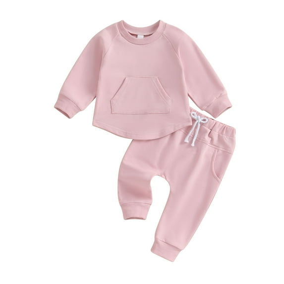 Bagilaanoe 2PCS Toddler Baby Girl Boy Pants Set Long Sleeve Sweatshirt Tops + Sweatpants 6M 12M 18M 24M 3T Kids Autumn Winter Casual Sweatsuits