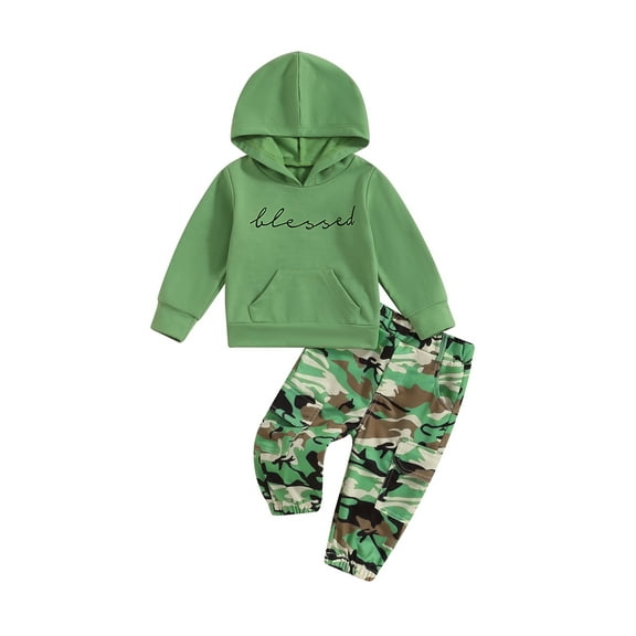 Bagilaanoe 2PCS Toddler Baby Girl Long Pants Set Letter Print Long Sleeve Hoodie Pullover Tops Camouflage Sweatpants 12M 18M 24M 3T 4T 5T Kids Casual Sweatsuits