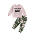 thumbnail image 1 of Bagilaanoe 2PCS Toddler Baby Girl Long Pants Set Letter Print Long Sleeve Sweatshirt Tops + Camouflage Sweatpants 1T 2T 3T 4T 5T 6T Kids Casual Sweatsuits, 1 of 8
