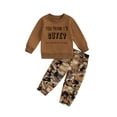 thumbnail image 1 of Bagilaanoe 2PCS Toddler Baby Girl Long Pants Set Letter Print Long Sleeve Sweatshirt Tops + Camouflage Sweatpants 1T 2T 3T 4T 5T 6T Kids Casual Sweatsuits, 1 of 8
