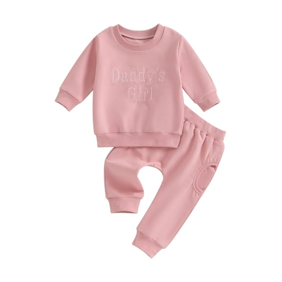 Bagilaanoe 2PCS Toddler Baby Girl Long Pants Set Letter Print Long Sleeve Sweatshirt Tops + Sweatpants 3M 6M 9M 12M 18M 24M 3T Kids Casual Sweatsuits