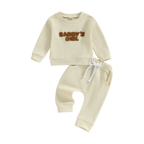 Bagilaanoe 2PCS Toddler Baby Girl Long Pants Set Letter Print Long Sleeve Sweatshirt Tops + Sweatpants 6M 12M 18M 24M 3T Kids Casual Sweatsuits