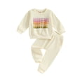 thumbnail image 1 of Bagilaanoe 2PCS Toddler Baby Girl Long Pants Set Letter Print Long Sleeve Sweatshirt Tops + Sweatpants 6M 12M 3T 4T 5T Kids Casual Sweatsuits, 1 of 8