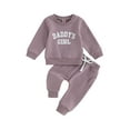 thumbnail image 1 of Bagilaanoe 2PCS Toddler Baby Girl Long Pants Set Letter Print Long Sleeve Sweatshirt Pullover Tops + Drawstring Sweatpants 6M 12M 18M 24M 3T Kids Casual Sweatsuits, 1 of 9