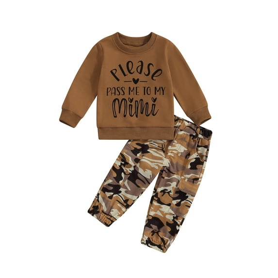 Bagilaanoe 2PCS Toddler Baby Girl Long Pants Set Letter Print Long Sleeve Sweatshirt Tops + Camouflage Sweatpants 1T 2T 3T 4T 5T 6T Kids Casual Sweatsuits