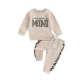 thumbnail image 1 of Bagilaanoe 2PCS Toddler Baby Girl Pants Set Letter Leopard Print Long Sleeve Sweatshirt Pullover Tops + Sweatpants 6M 12M 18M 24M 3T Kids Casual Sweatsuits, 1 of 9