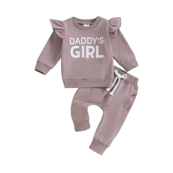 Bagilaanoe 2PCS Toddler Baby Girl Pants Set Letter Print Long Sleeve Sweatshirt Pullover Tops + Drawstring Sweatpants 3M 6M 12M 18M 24M 3T Kids Casual Sweatsuits
