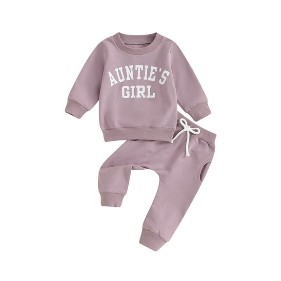 Bagilaanoe 2PCS Toddler Baby Girl Pants Set Letter Print Long Sleeve Sweatshirt Pullover Tops   Drawstring Sweatpants 6M 12M 18M 24M 3T Kids Casual Sweatsuits