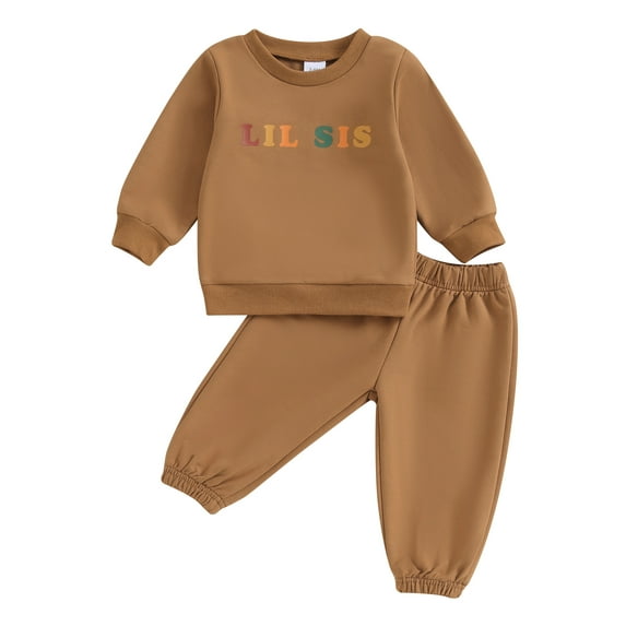 Bagilaanoe 2PCS Toddler Baby Girl Pants Set Letter Print Long Sleeve Sweatshirt Tops + Sweatpants 3M 6M 12M 18M 24M 3T Kids Casual Sweatsuits