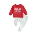 thumbnail image 1 of Bagilaanoe 2Pcs Baby Girl Boy Valentine's Day Clothes Newborn Letter Print Long Sleeve Sweatshirt Tops + Sweatpants 6M 12M 18M 24M Infant Fall Pants Set, 1 of 9