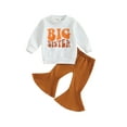 thumbnail image 1 of Bagilaanoe 2Pcs Baby Girl Clothing Sets Toddler Letters Print Long Sleeve Sweatshirt Tops + Flare Trousers 6M 12M 18M 24M 3T 4T Kids Fall Pants Set, 1 of 8