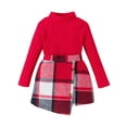 thumbnail image 1 of Bagilaanoe 2Pcs Little Girls Fall Clothes Toddler Long Sleeve Turtleneck Knit Tops + Plaid Skirt 4T 5T 6T 7T Kids Casual Skirt Set, 1 of 9