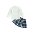 thumbnail image 1 of Bagilaanoe 2Pcs Little Girls Fall Clothes Toddler White Long Sleeve Turtleneck Tops + Pleated Plaid Skirt 3T 4T 5T 6T Kids Casual Skirt Set, 1 of 8