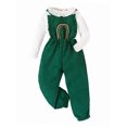 thumbnail image 1 of Bagilaanoe 2Pcs Little Girls Overalls Set Long Sleeve Shirt Tops + Rainbow Embroidery Suspender Pants 3T 4T 5T 6T 7T Kids Fall Casual Outfits, 1 of 9