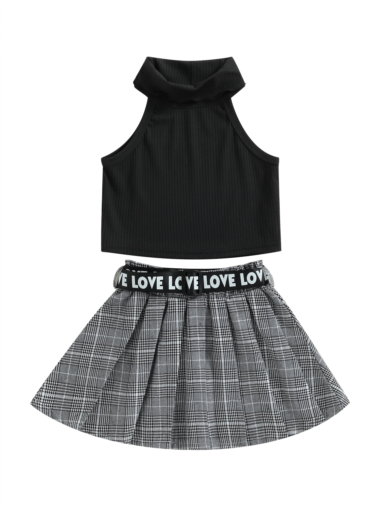 LADIES LACE-UP BLOUSE AND PLEATED SKIRT 2PCS SET `