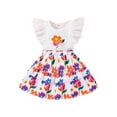 thumbnail image 1 of Bagilaanoe 2Pcs Little Girls Summer Clothes Toddler Flying Sleeve Tops + Floral Skirt 3T 4T 5T 6T 7T 8T Kids Casual Skirt Set, 1 of 8