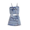 thumbnail image 1 of Bagilaanoe 2Pcs Little Girls Summer Clothes Toddler Sleeveless Crop Tops + Skirt 12M 18M 24M 3T 4T 5T 6T Kids Casual Denim Skirt Set, 1 of 8