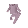 thumbnail image 1 of Bagilaanoe 2Pcs Newborn Baby Boy Casual Outfits Ruffles Ribbed Long Sleeve T-Shirts Tops + Leggings 3M 6M 9M 12M 18M Infant Long Pants Set, 1 of 8