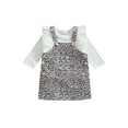 thumbnail image 1 of Bagilaanoe 2Pcs Newborn Baby Girls Overall Dress Set Long Sleeve Ruffle Romper Tops + Leopard Suspender Skirt 6M 12M 18M 24M Outfits, 1 of 8