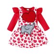 thumbnail image 1 of Bagilaanoe 2Pcs Newborn Valentine's Day Outfits Baby Girls Overalls Dress Set Ruffle Long Sleeve Romper Tops + Heart Suspender Skirt 3M 6M 12M 18M Infant Casual Clothes, 1 of 8