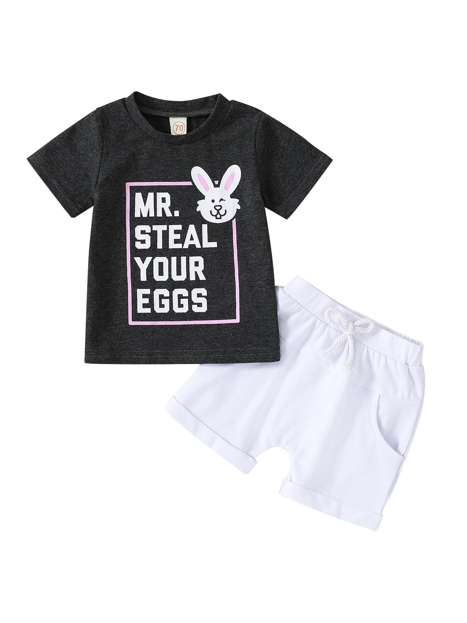 Newborn Baby Cotton Front-Open Shirt & Shorts Set – Bunny Print main image 1