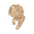 thumbnail image 1 of Bagilaanoe 2Pcs Toddler Baby Boy Girl Long Pants Set Print Long Sleeve Sweatshirt Pullover Tops+ Trousers 6M 12M 18M 24M 3T Kids Casual Sweatsuit, 1 of 9