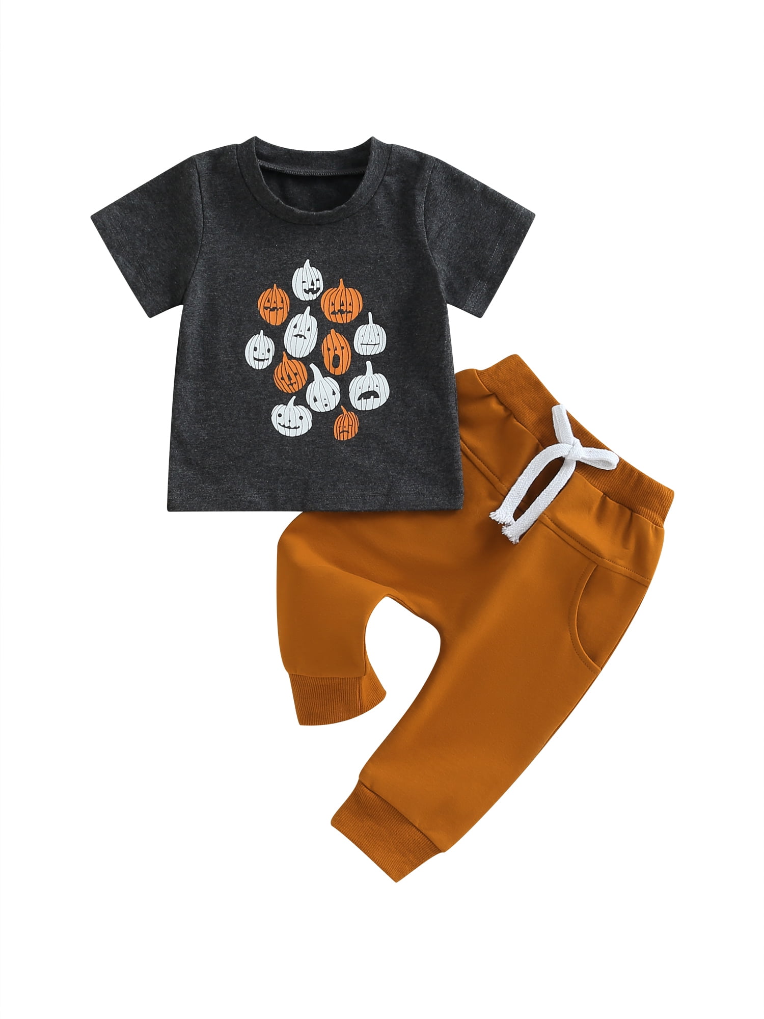 Bagilaanoe 2Pcs Toddler Baby Boy Halloween Outfits Pumpkin Print Short bagilaanoe-2pcs-toddler-baby-boy-halloween-outfits-pumpkin-print-short