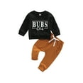 thumbnail image 1 of Bagilaanoe 2Pcs Toddler Baby Boy Long Pants Set Letter Print Long Sleeve Sweatshirt Pullover Tops+ Trousers 6M 12M 18M 24M 3T Kids Casual Sweatsuit, 1 of 8