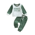 thumbnail image 1 of Bagilaanoe 2Pcs Toddler Baby Boy Long Pants Set Letter Print Long Sleeve Sweatshirt Pullover Tops+ Trousers 6M 12M 18M 24M 3T Kids Fall Casual Sweatsuit, 1 of 9