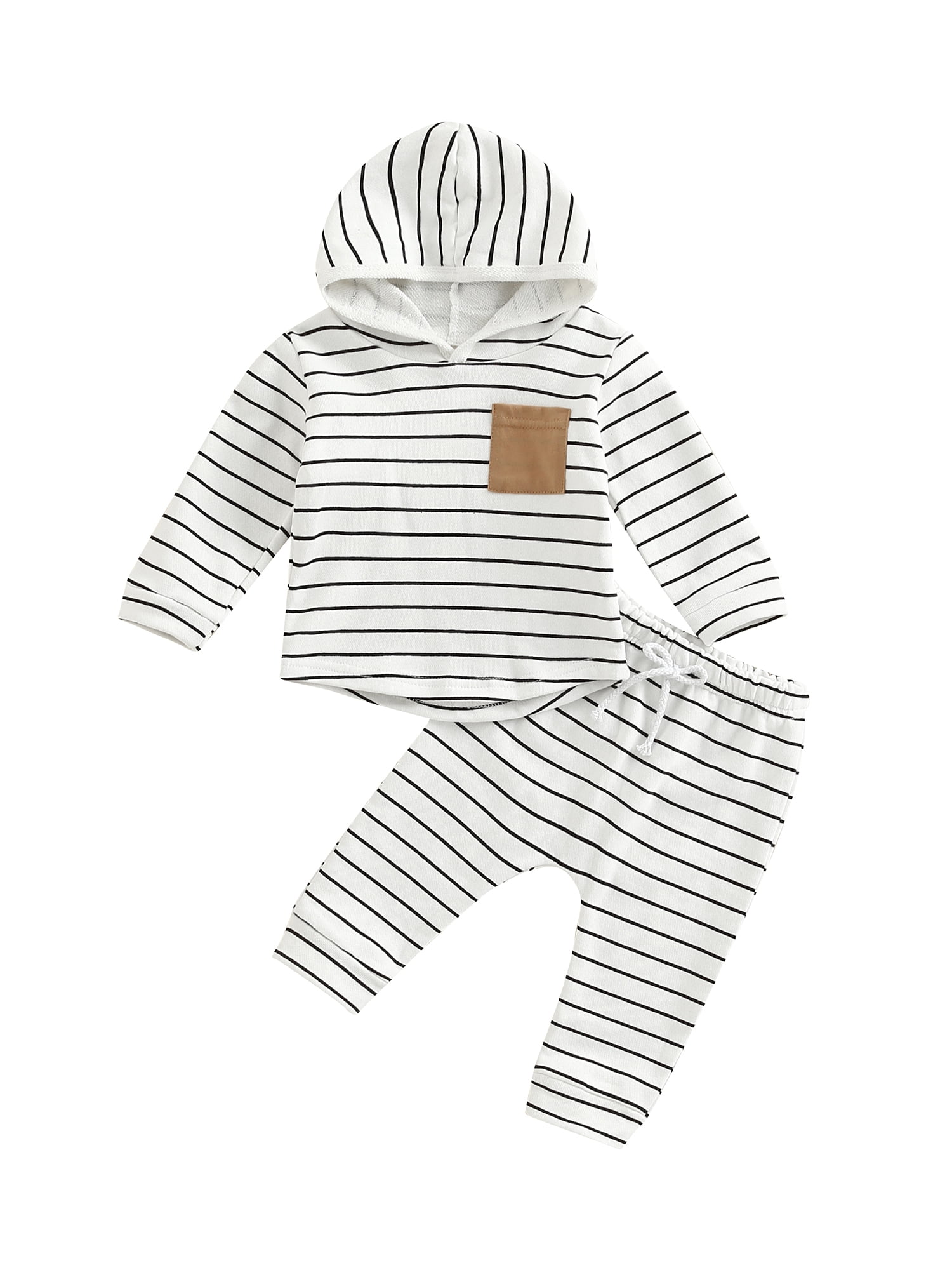Bagilaanoe 2Pcs Toddler Baby Boy Long Pants Set Striped Long Sleeve