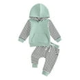 thumbnail image 1 of Bagilaanoe 2Pcs Toddler Baby Boy Long Pants Set Striped Long Sleeve Hoodie Pullover Tops + Sweatpants 6M 12M 18M 24M 3T Kids Casual Sweatsuits, 1 of 8