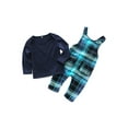 thumbnail image 1 of Bagilaanoe 2Pcs Toddler Baby Boys Overalls Set Long Sleeve Tops + Plaid Suspender Pants 12M 18M 24M 3T 4T Kids Fall Casual Clothes, 1 of 8