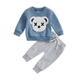 thumbnail image 1 of Bagilaanoe 2Pcs Toddler Baby Girl Boy Long Pants Set Embroidery Long Sleeve Sweatshirt Pullover Tops + Sweatpants 12M 18M 24M 3T 4T 5T Kids Casual Sweatsuits, 1 of 9
