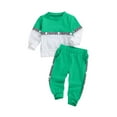 thumbnail image 1 of Bagilaanoe 2Pcs Toddler Baby Girl Boy Long Pants Set Letter Print Long Sleeve Sweatshirt Pullover Tops + Sweatpants 6M 12M 18M 24M 3T 4T Kids Casual Sweatsuits, 1 of 8