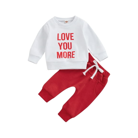Bagilaanoe 2Pcs Toddler Baby Girl Boy Long Pants Set Letters Print Long Sleeve Sweatshirt Pullover Tops + Sweatpants 6M 12M 18M 24M 3T 4T Kids Casual Sweatsuits
