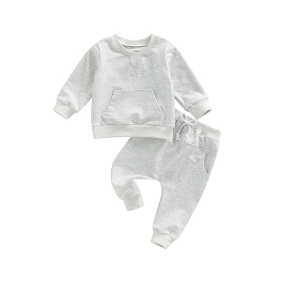 Bagilaanoe 2Pcs Toddler Baby Girl Boy Long Pants Set Long Sleeve Sweatshirt Pullover Tops+ Trousers 6M 12M 18M 24M 3T Kids Casual Sweatsuit