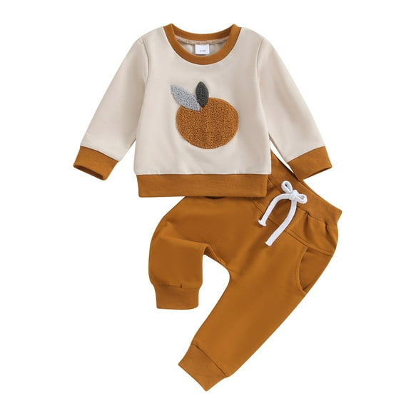 Bagilaanoe 2Pcs Toddler Baby Girl Boy Thanksgiving Clothes Long Sleeve Sweatshirt Tops Sweatpants 6M 12M 18M 24M 3T Kids Fall Pants Set