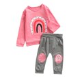 thumbnail image 1 of Bagilaanoe 2Pcs Toddler Baby Girl Long Pants Set Rainbow Print Long Sleeve Pullover Tops+ Trousers 6M 12M 18M 24M 3T 4T Fall Casual Sweatsuit, 1 of 6