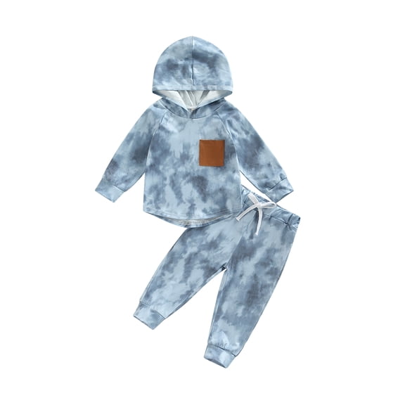 Bagilaanoe 2Pcs Toddler Baby Girl Long Pants Set Tie-dye Print Long Sleeve Hoodie Pullover Tops+ Trousers 12M 18M 24M 3T 4T 5T Kids Casual Sweatsuit