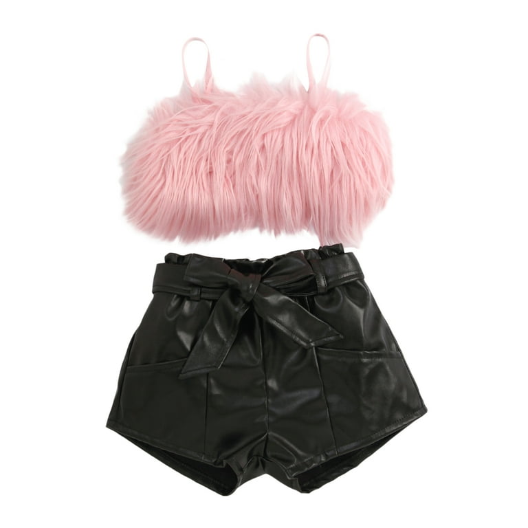 Bagilaanoe 2Pcs Toddler Baby Girl Short Pants Set Sleeveless Plush