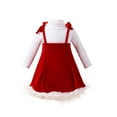 thumbnail image 1 of Bagilaanoe 2Pcs Toddler Baby Girls Christmas Clothes Ribbed Long Sleeve Turtleneck Tops + A-Line Velvet Dress 6M 12M 18M 24M 3T 4T Kids Casual Outfits, 1 of 6