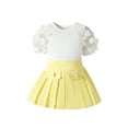 thumbnail image 1 of Bagilaanoe 2Pcs Toddler Baby Girls Clothes Flower Mesh Short Sleeve Tops + Pleated Skirt 1T 2T 3T 4T 5T 6T Kids Casual Skirt Set, 1 of 9