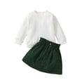 thumbnail image 1 of Bagilaanoe 2Pcs Toddler Baby Girls Fall Outfits Long Sleeve Ribbed Pullover Tops + Corduroy A-line Skirt 12M 18M 24M 3T 4T 5T Kids Casual Skirt Set, 1 of 8