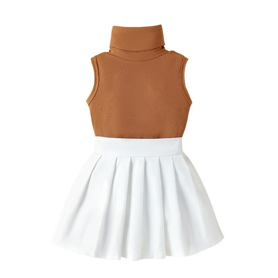 Bagilaanoe 2Pcs Toddler Baby Girls Summer Clothes Sleeveless Tank Tops + Pleated Skirt 6M 12M 18M 24M 3T 4T Kids Casual Skirt Set