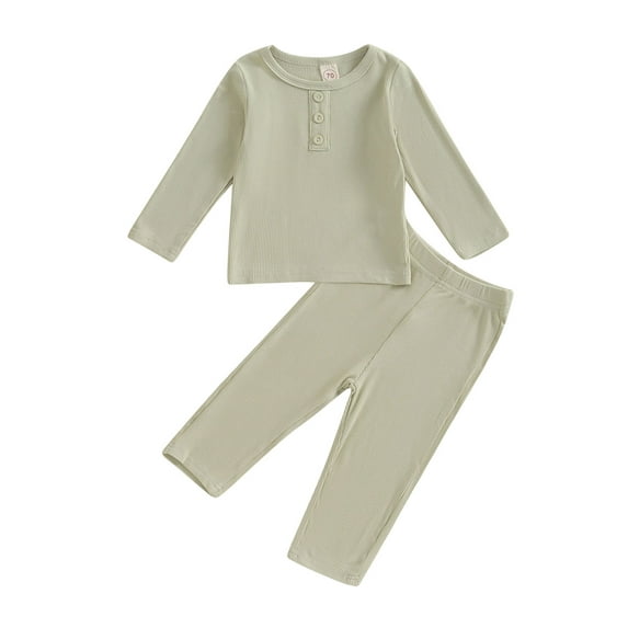 Bagilaanoe 2pcs Baby Boys Girls Clothing Sets Toddler Long Sleeve Ribbed Tops + Pants 3M 6M 12M 18M 24M 3T Kids Fall Casual Outfits