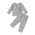 thumbnail image 1 of Bagilaanoe 2pcs Baby Boys Girls Clothing Sets Toddler Long Sleeve Ribbed Tops + Pants 3M 6M 12M 18M 24M 3T Kids Fall Casual Outfits, 1 of 9