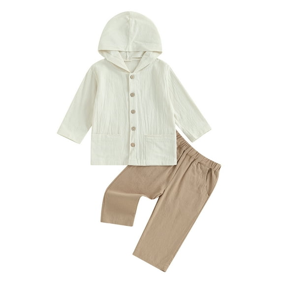 Bagilaanoe 2pcs Baby Boys Pants Set Toddler Long Sleeve Hooded Tops + Trousers 6M 12M 18M 24M 3T 4T Kids Fall Casual Clothes